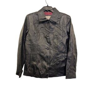 vintage Croft & Barrow Womens Black Leather Jacket Medium 100% Leather